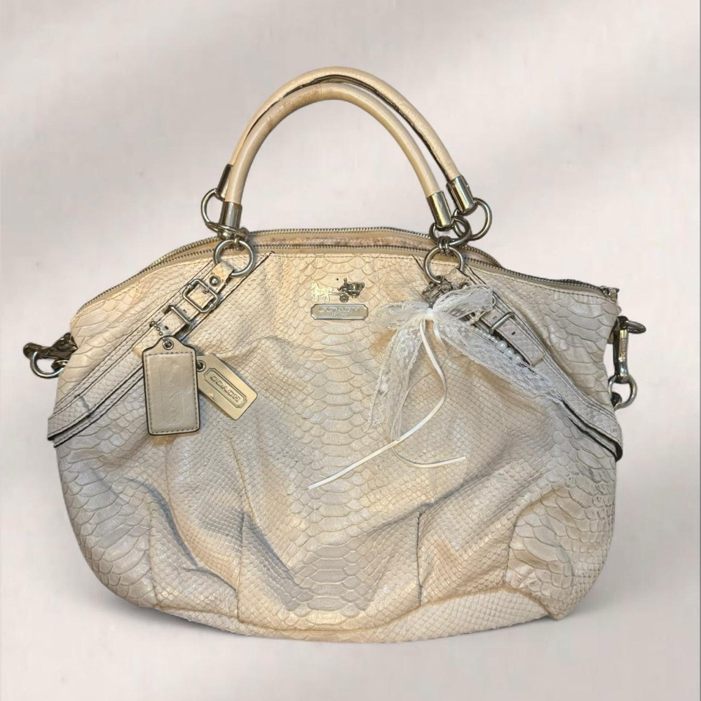 Coach Cream Satchel with Gold Accents